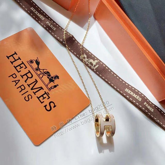 Hermes首飾品 愛馬仕H白色琺瑯項鏈 Hermess925純銀女項鏈  zgh1514